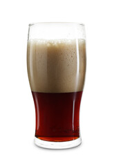 Glass of dark beer isolated on white