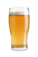 Glass of light beer isolated on white