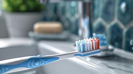 Bacteria on a bathroom toothbrush holder, germs, bathroom, illustrating personal hygiene risks