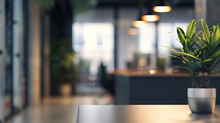 Blurring the Background in a Modern Office Interior : Generative AI