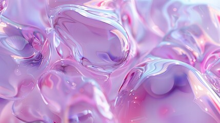 Soft pastel abstract fluid shapes with glossy texture and smooth curves close-up artistic background