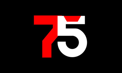 75 Red White Number Geometric Simple Fresh
