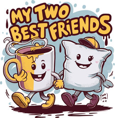 My two best friends quotes, mug and pillow, vector t-shirt design