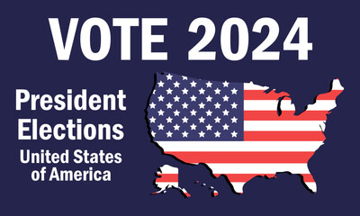 Banner 2024 United States presidential election with map USA. Vector illustration