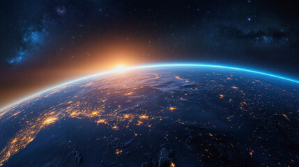 planet earth with light pollution of big cities