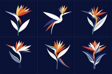 Print Bird of paradise minimalist simple shapes vector illustration