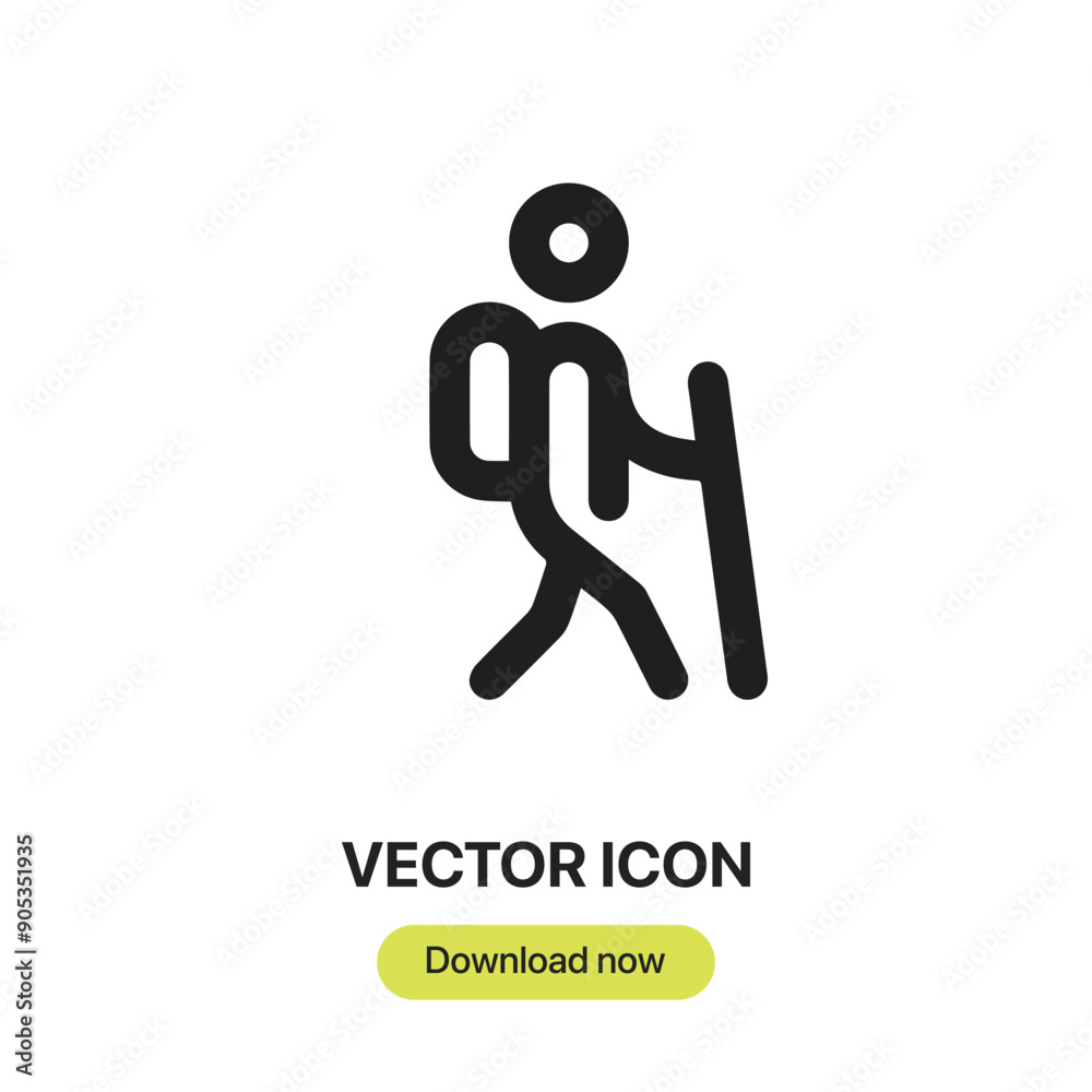 Leinwandbilder hiker icon vector. linear-style sign for mobile concept and web design. hiker symbol illustration. p