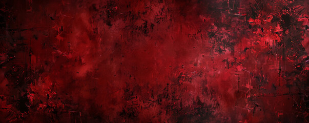 A dark crimson background with a textured, grungy appearance, featuring scratches and splatters in shades of black and dark red.
