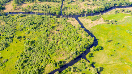 Der Fluss die Spree bei Lübbenau im Sommer - Luftbilder