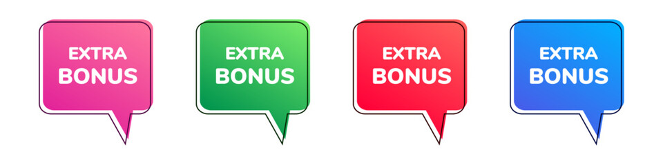 Extra bonus colorful speech bubble set. Vector icon