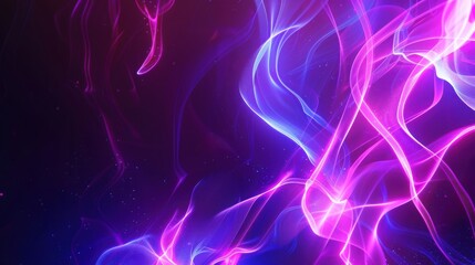 Abstract purple and blue glowing lines on dark background.