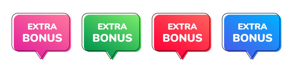 Extra bonus colorful speech bubble set. Vector icon