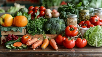 Fresh Organic Vegetables And Fruits Displayed At A Local Market In The Afternoon. Generative AI