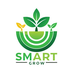 eco friendly logo design. smart grow logo design template