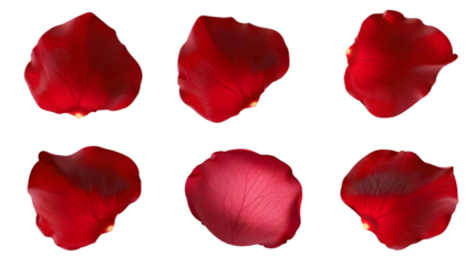 fresh red rose petals isolated on a transparent background