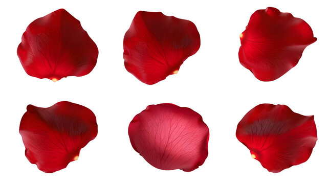 fresh red rose petals isolated on a transparent background