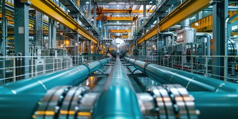 Fototapeta premium Industrial Pipeline System in a Factory