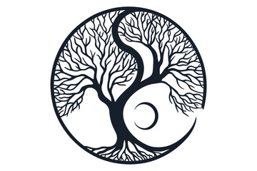 Round Tree vector cut file, tree decor 