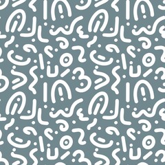 Abstract White Line Design on Gray Background With Curves and Squiggles