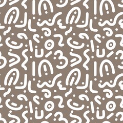 Abstract White Shapes Pattern on Brown Background for Modern Design