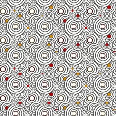 Colorful Circular Pattern With Red, Yellow, and Black Accents on White Background