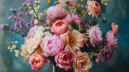A stunning bouquet of flowers in a vase