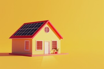 isolate house with solar panels on the roof