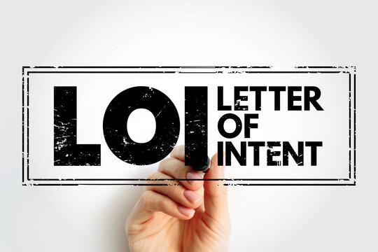 LOI Letter of Intent - document declaring the preliminary commitment of one party to do business with another, acronym text concept stamp