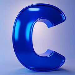 3d Letter C floating centrally vibrant cobalt blue with a glossy finish casting a soft shadow