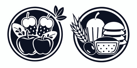 Healthy Food Icon with Fruits and Vegetables