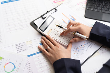 Businessman and woman discussing commercial real estate sector faces risks as financial buy used...