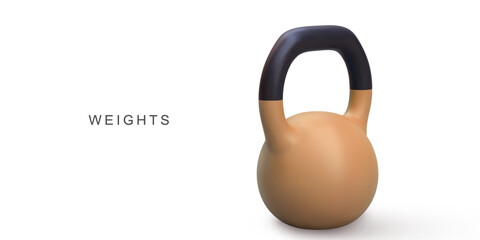 3d realistic grey Kettlebell on white background. Vector illustration.