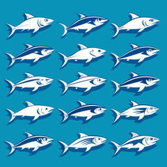 seamless pattern with sharks, seamless pattern with fish, seamless pattern with shark, Seamless Patterns Featuring Sharks and Fish: A Diverse Collection of Marine Life Designs and Illustrations