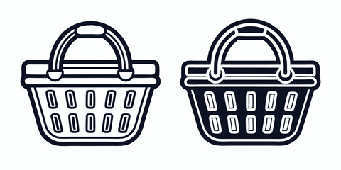 Shopping Basket Icon in Black and White