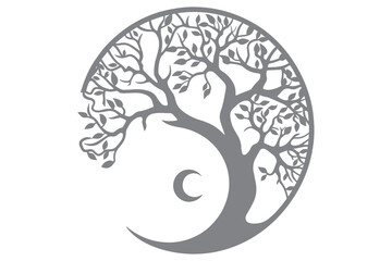 Round Tree vector cut file, tree decor 