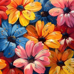 Vibrant and Bold Abstract Floral Pattern with Modern Flair