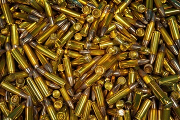 Close up Pile of many bullets or ammunition top view ammunition background
