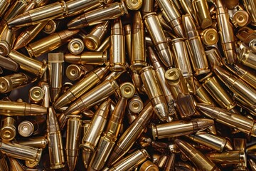 Close up Pile of many bullets or ammunition top view ammunition background