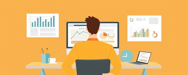 Portfolio management flat design front view retirement planning animation Complementary Color Scheme