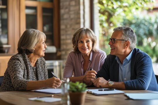 Senior Couple Meeting with Financial Adviser for Estate Planning Consultation