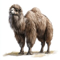 Obraz premium Bactrian Camel Isolated on White Background