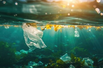 Obraz premium Environment plastic pollution in the ocean