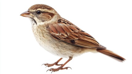 Fototapeta premium Brown Bird Perched on White Background