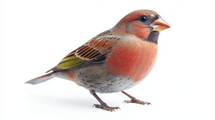 Colorful Bird Standing on White Background