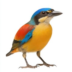 Fototapeta premium Blue-Winged Pitta on White Background