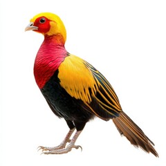 Fototapeta premium Golden Pheasant Standing on White Background in Natural Posture