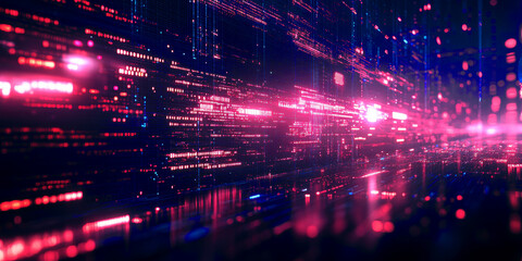 Obraz premium Digital rendering of a red and blue data stream, illustrating high-speed data transfer and modern technology.