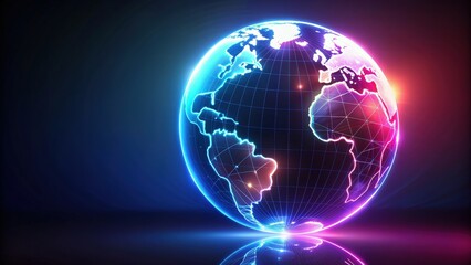 Fototapeta premium Vibrant Earth Art with a neon globe glowing on a dark background, abstract, neon, globe, vibrant, earth, art, glowing