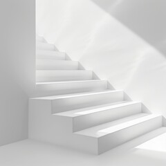 Obraz premium Medium shot of The wooden stairs, isolated on a white background, bright and vivid tonality 