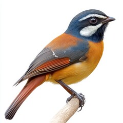 Fototapeta premium Malayan Laughingthrush Perched on a Branch Isolated Against a White Background
